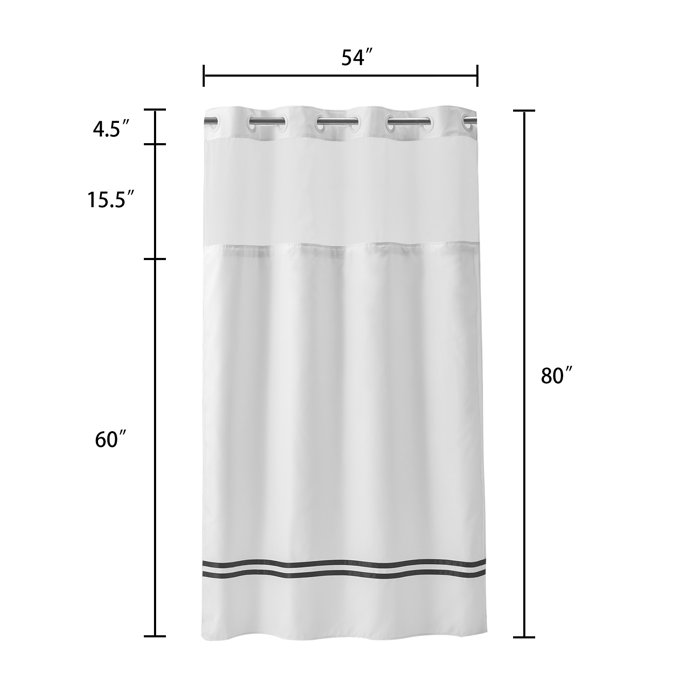 Ebern Designs Lurean Striped Polyester Shower Curtain With SnapIn